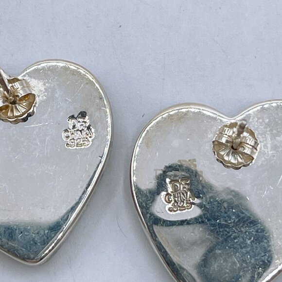 Jay King DTR Mine Finds 925 Sterling Silver Malachite & MOP Heart Post Earrings - Picture 7 of 9